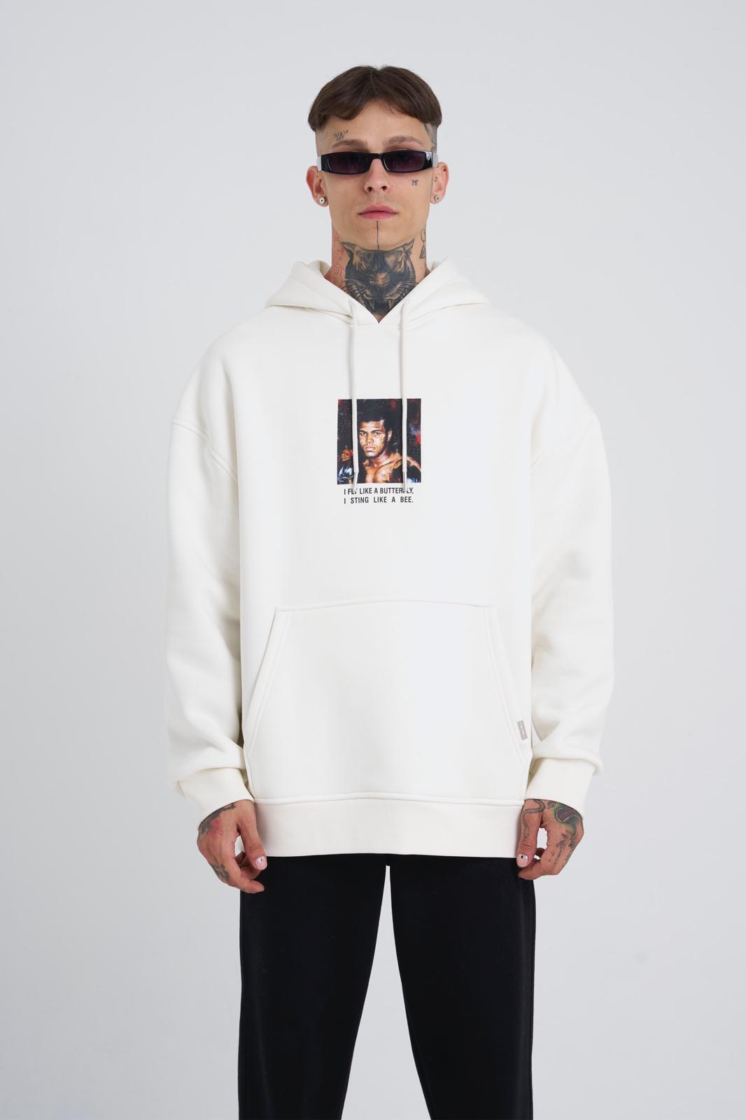 Muhammad Ali White Oversize Hoodie