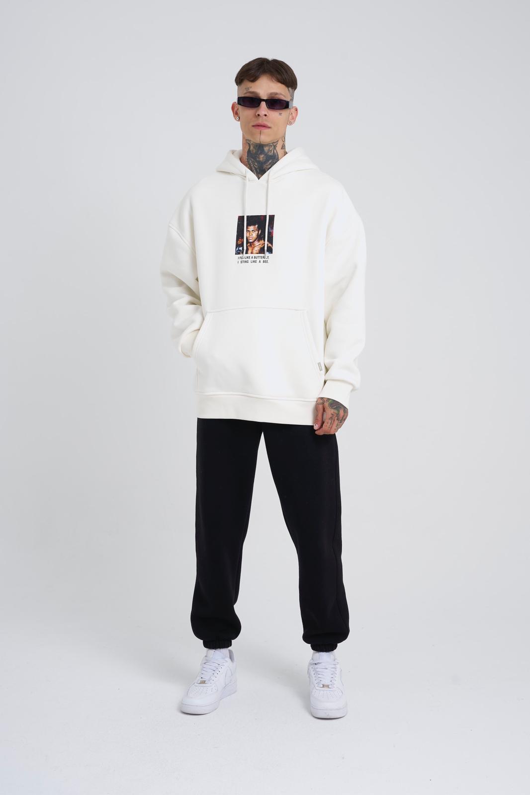 Muhammad Ali White Oversize Hoodie