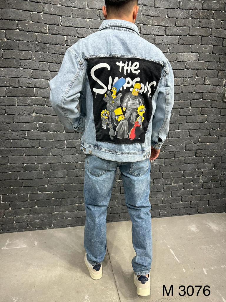 The Simpsons Printed Blue Washed Denim Jacket