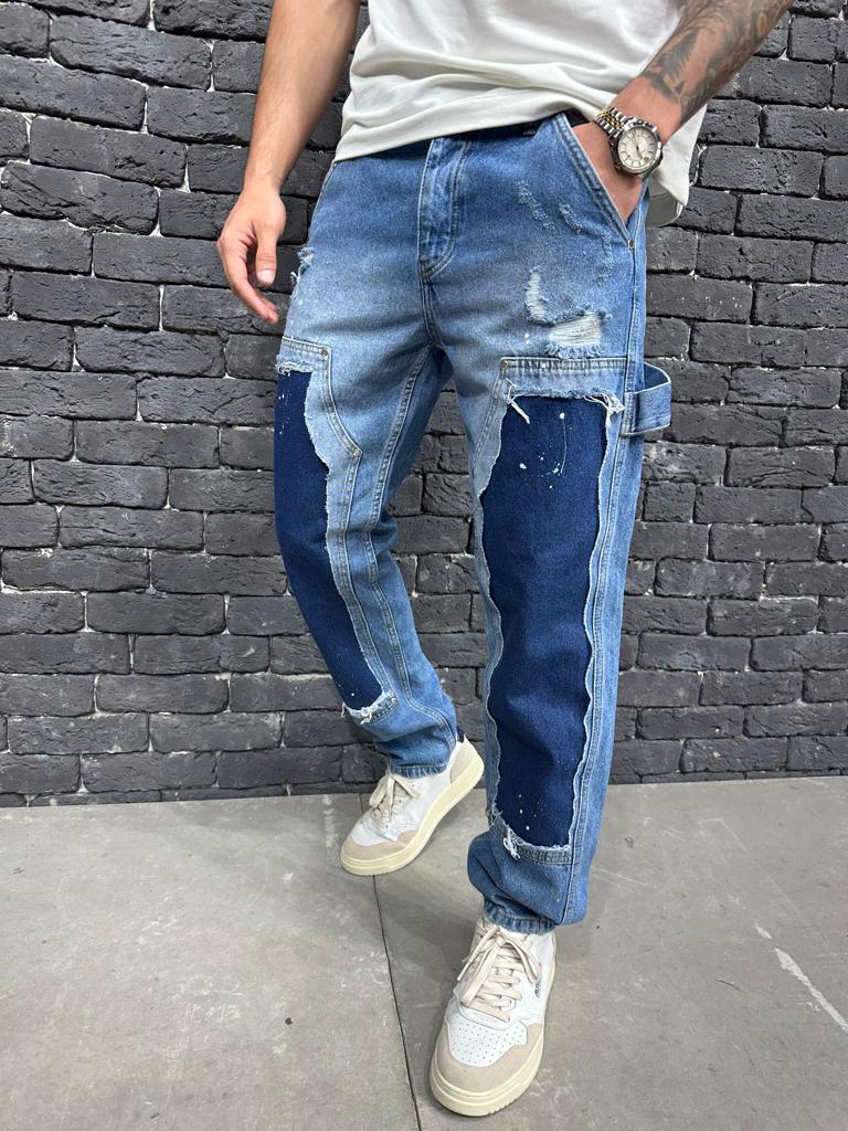 Relaxed Fit 2 Colors Destroyed Carpenter Jeans