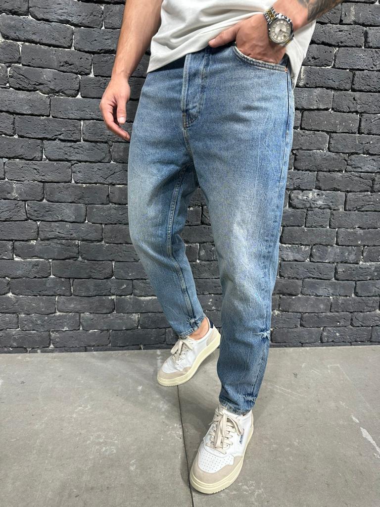 Relaxed Fit Random Blue Washed Jeans